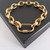 Gold Steel Heavy Oval Rolo Belcher Plus Size Bracelet