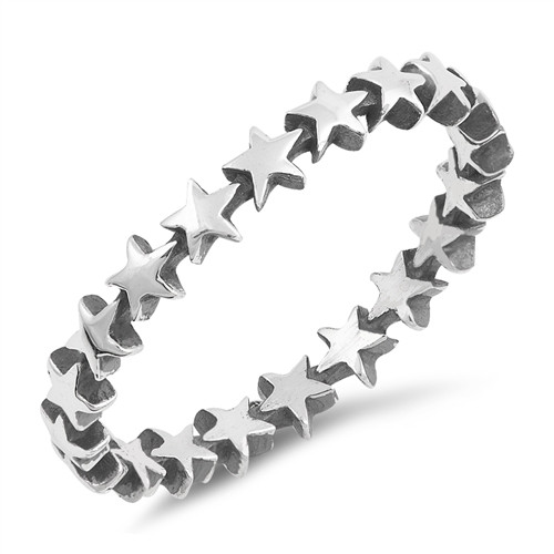 925 Sterling Silver Stars Ring Band