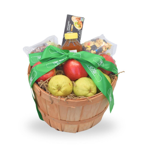 Signature Fresh Fruit Gift Basket with Apples, Pears, Crackers, Honey and Nuts (Get Well Soon)