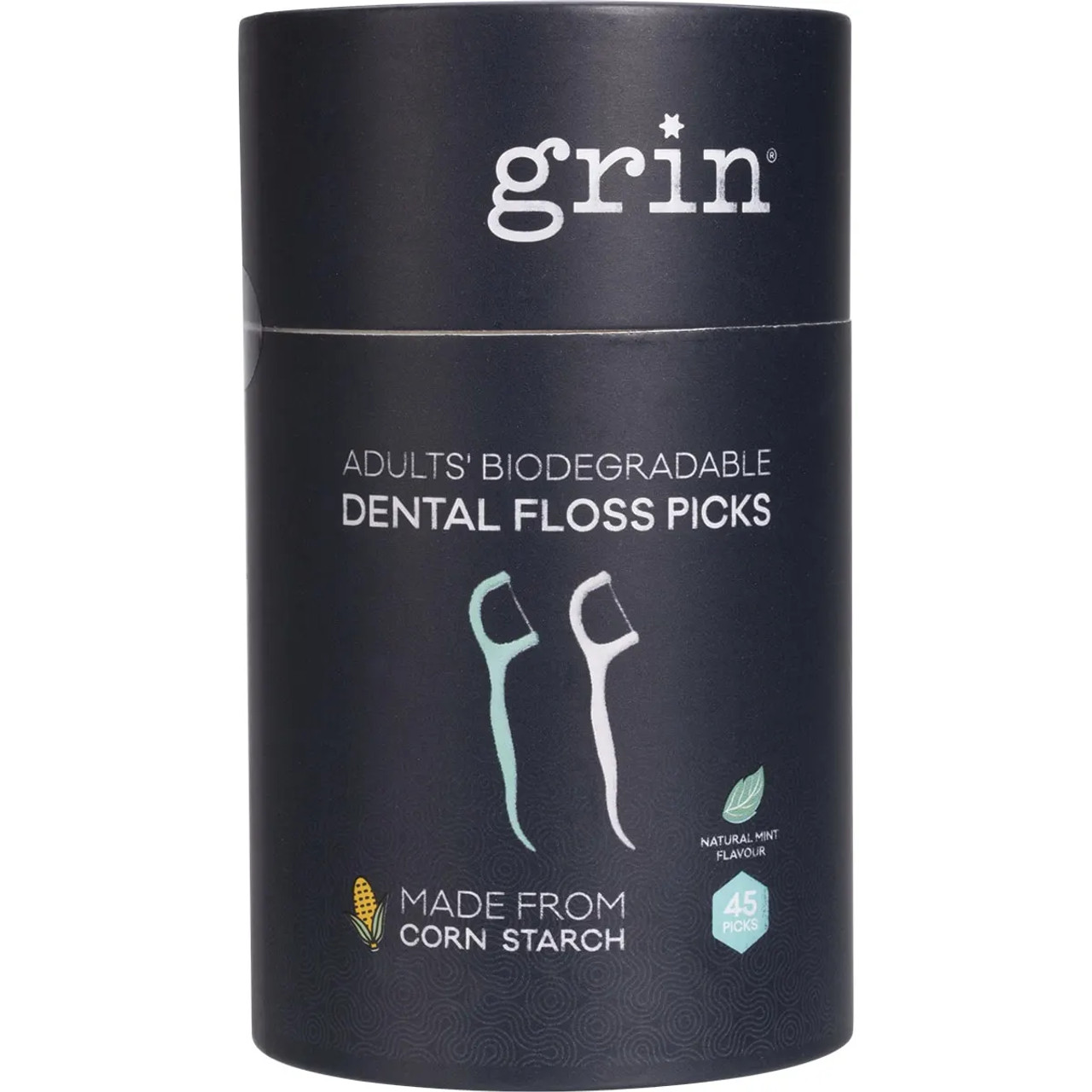 Grin Adults' Biodegradable Dental Floss Picks |Naturally Safe