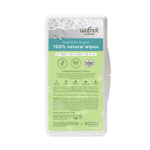 Wotnot Biodegradable Natural Baby Wipes - Travel Pack with Hard Case