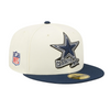 New Era Dallas Cowboys Sideline 59FIFTY Fitted Hat Cap Cream / Navy