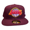 New Era Los Angeles Lakers 59FIFTY Fitted Hat Cap Maroon / Lavender UV