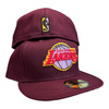 New Era Los Angeles Lakers 59FIFTY Fitted Hat Cap Maroon / Lavender UV