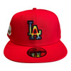 New Era Los Angeles Dodgers Tie Dye 59FIFTY Hat Red 50th Anniversary Patch