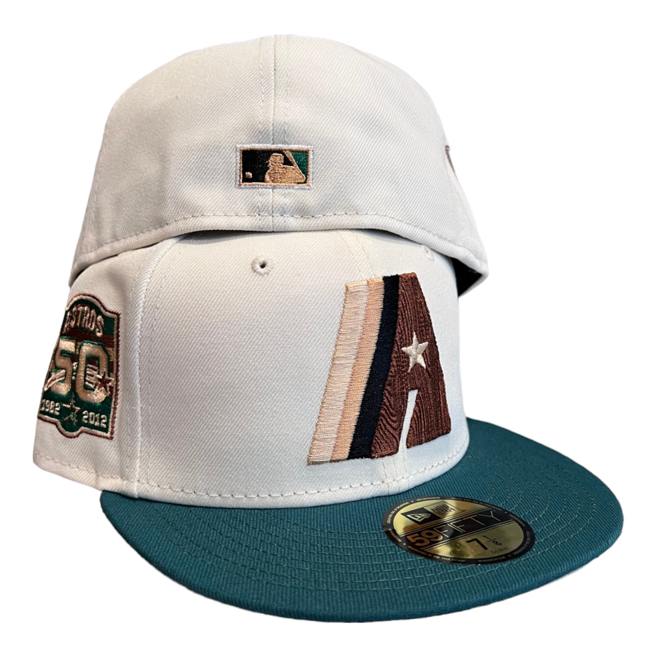 New Era Houston Astros Woodgrain Pack 59FIFTY Hat Cap 50th Year Side Patch