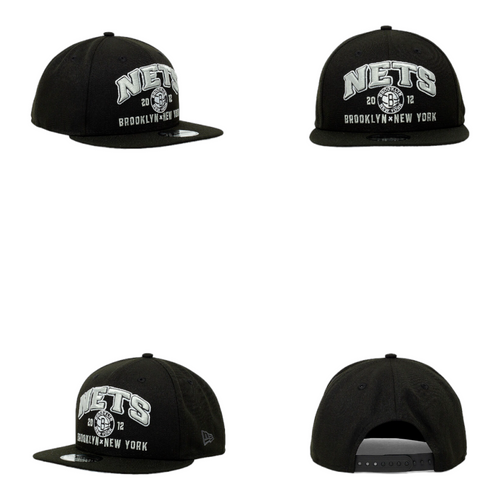 New Era Brooklyn Nets Stacked 9FIFTY Snapback Hat Cap Black