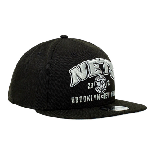 New Era Brooklyn Nets Stacked 9FIFTY Snapback Hat Cap Black