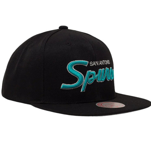 Mitchell & Ness San Antonio Spurs Glow Script Snapback Hat