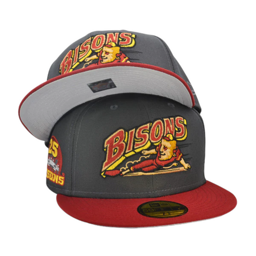 New Era Buffalo Bisons Sliding Buster 59FIFTY Fitted Hat Cap Gray MiLB New Era Buffalo Bisons Sliding Buster 59FIFTY Fitted Hat Cap Gray MiLB