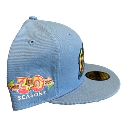 New Era Buffalo Bisons Sliding Buster 59FIFTY Fitted Hat Cap Sky Blue MiLB