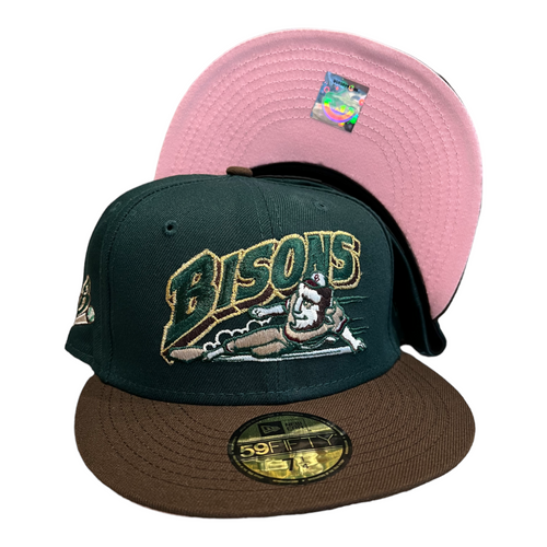 New Era Buffalo Bisons Sliding Buster 59FIFTY Fitted Hat Forest Green MiLB