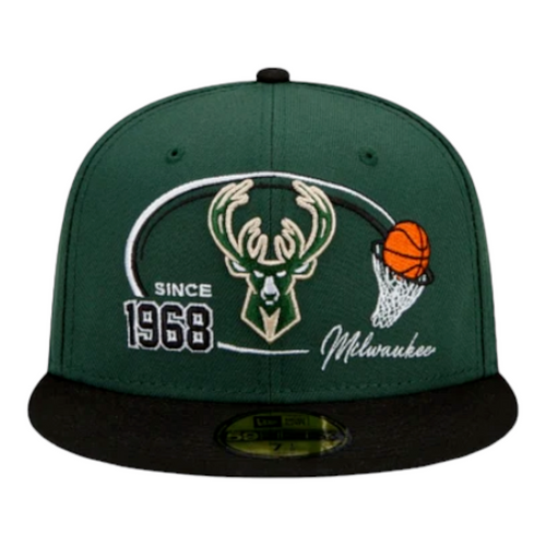 New Era Milwaukee Bucks 2 Tone Hoops 59FIFTY Fitted Hat