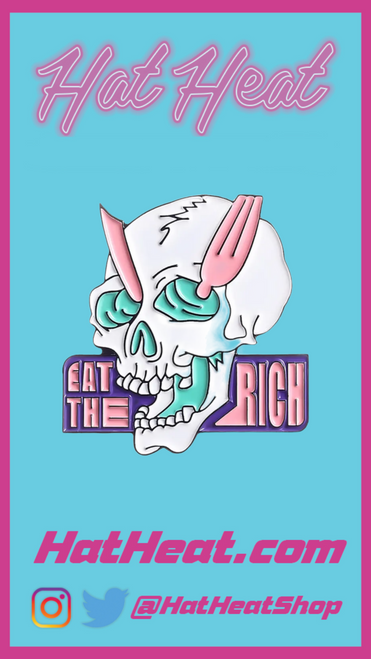 Eat The Rich Cartoon Skull Comic Character Enamel Pins