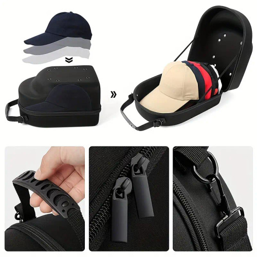 Hat Cap Carrying Carrier Case Handle Fits 6 Hats Carry Bag Zipper Hat Cap Carrying Carrier Case Handle Fits 6 Hats Carry Bag Zipper