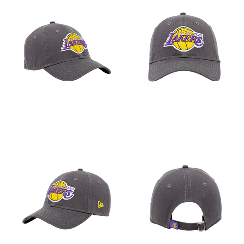 New Era Los Angeles Lakers 9TWENTY Adjustable Strapback Dad Hat Cap Gray