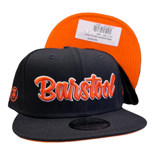 New Era Barstool Sports Script 9FIFTY Snapback Hat Cap Navy / Orange UV