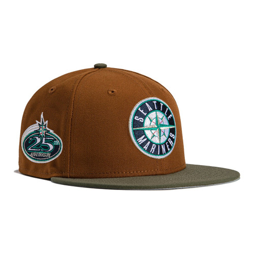 New Era Seattle Mariners Khaki Pack 59FIFTY Fitted Hat 25th Year Patch