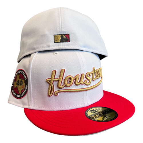 New Era Houston Astros Script 59FIFTY Fitted Hat Cap White 40th Year Patch