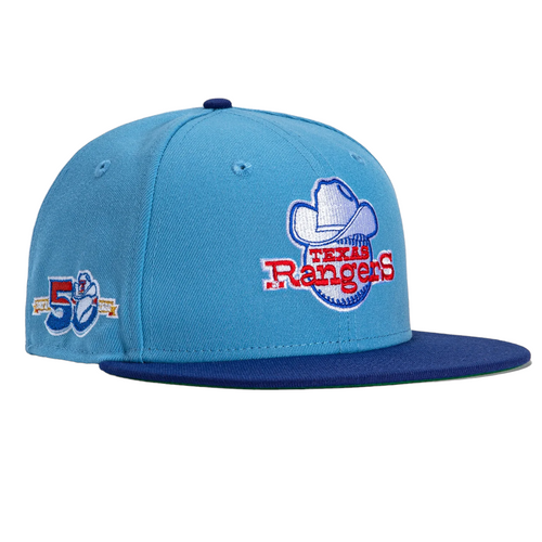 New Era Texas Rangers 2 Tone 59FIFTY Fitted Hat Cap 50th Year Side Patch