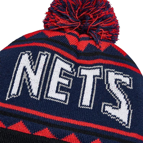 Mitchell & Ness Brooklyn Nets Team Isle Pom Beanie