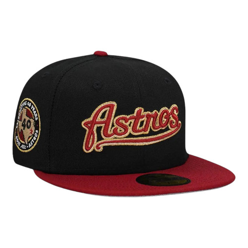 New Era Houston Astros Script 59FIFTY Fitted Hat Cap Black 40th Year Patch