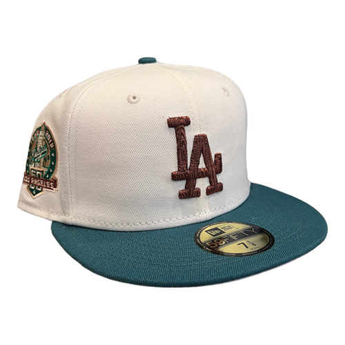 New Era Los Angeles Dodgers Woodgrain Pack 59FIFTY Hat Cap 60th Year Patch