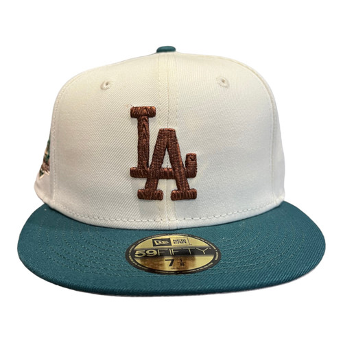 New Era Los Angeles Dodgers Woodgrain Pack 59FIFTY Hat Cap 60th Year Patch