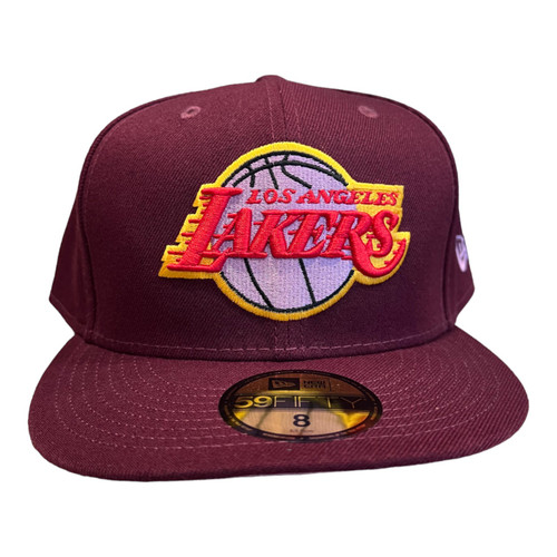 New Era Los Angeles Lakers 59FIFTY Fitted Hat Cap Maroon / Lavender UV