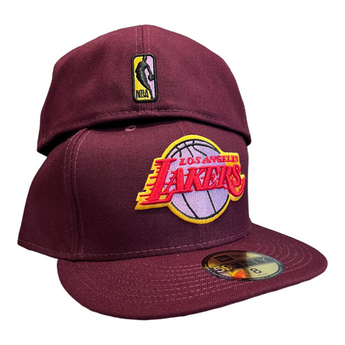 New Era Los Angeles Lakers 59FIFTY Fitted Hat Cap Maroon / Lavender UV