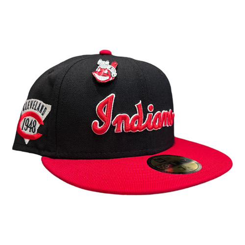 New Era Cleveland Indians 2 Tone 59FIFTY Fitted Hat Cap W/ Chief Wahoo Pin