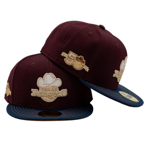 New Era Texas Rangers 59FIFTY Fitted Hat 50th Year Side Patch