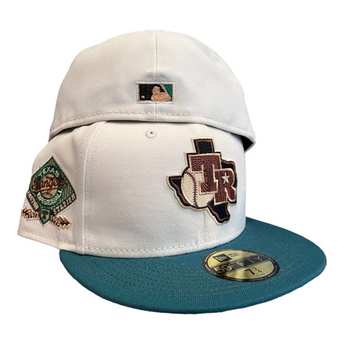 New Era Texas Rangers Woodgrain Pack 59FIFTY Hat Arlington Stadium Patch