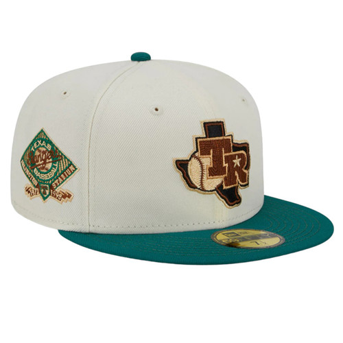 New Era Texas Rangers Woodgrain Pack 59FIFTY Hat Arlington Stadium Patch