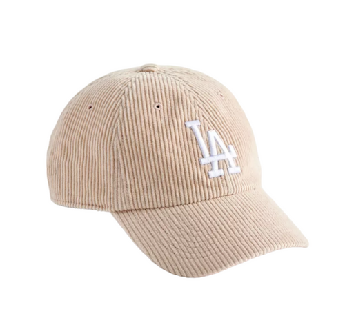 47 Brand Los Angeles Dodgers Corduroy Strapback Baseball Hat Light Rose