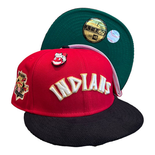 New Era Cleveland Indians 2 Tone 59FIFTY Fitted Hat Red Chief Wahoo Pin