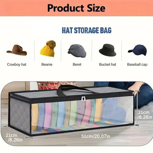 Hat Storage Dust Bag Baseball Hat Cap Organizer Clear Rack Zipper - Gray or Black Hat Storage Dust Bag Baseball Hat Cap Organizer Clear Rack Zipper - Gray or Black