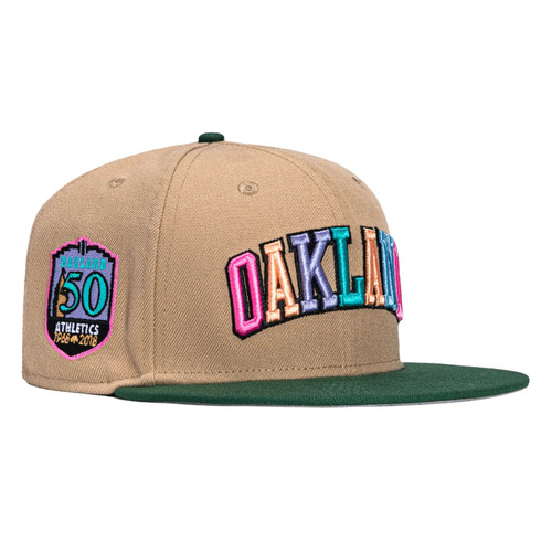 New Era Oakland A's Athletics Arch Logo 59FIFTY Fitted Hat 50th Year Patch New Era Oakland A's Athletics Arch Logo 59FIFTY Fitted Hat 50th Year Patch