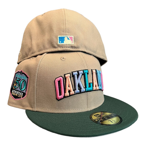 New Era Oakland A's Athletics Arch Logo 59FIFTY Fitted Hat 50th Year Patch New Era Oakland A's Athletics Arch Logo 59FIFTY Fitted Hat 50th Year Patch