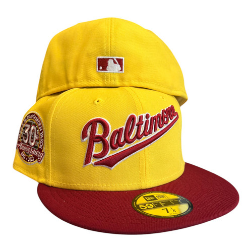 New Era Baltimore Orioles 59FIFTY Fitted Hat Campus 2 Tone 30th Year Patch 7 3/8