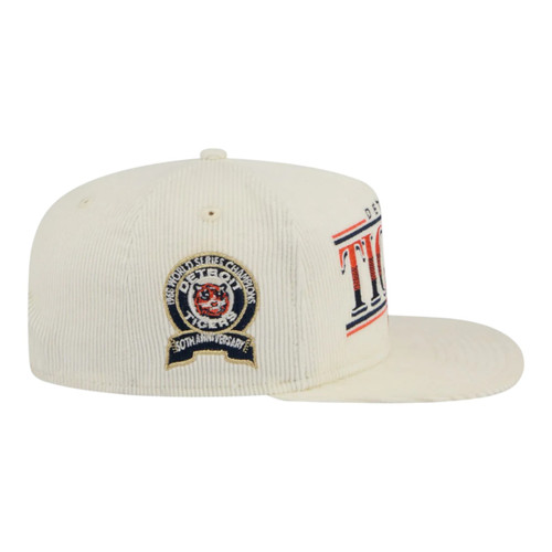 New Era Detroit Tigers Corduroy Golfer Snapback Hat 50th Year Side Patch