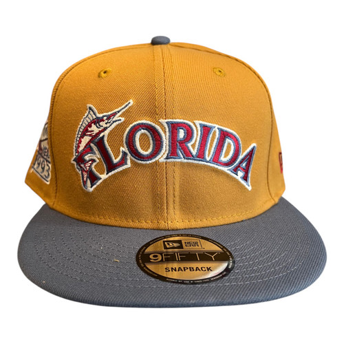 New Era Florida Marlins 9FIFTY Snapback Hat Panama Tan 1993 Inaugural Side Patch