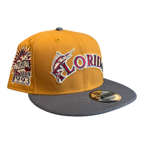 New Era Florida Marlins 9FIFTY Snapback Hat Panama Tan 1993 Inaugural Side Patch