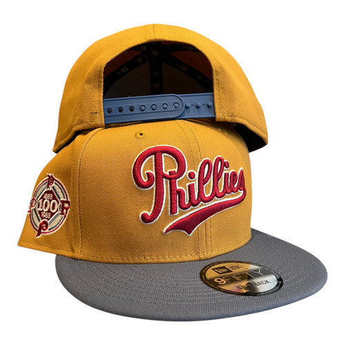 New Era Philadelphia Phillies 9FIFTY Snapback Hat Panama Tan 100 Year Side Patch New Era Philadelphia Phillies 9FIFTY Snapback Hat Panama Tan 100 Year Side Patch