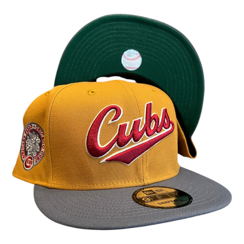 New Era Chicago Cubs 9FIFTY Snapback Hat Panama Tan Wrigley Field Side Patch