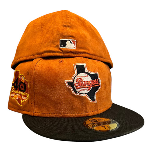 New Era Texas Rangers 59FIFTY Fitted Hat Cap Suede 40th Year Side Patch