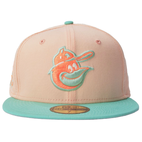 New Era Baltimore Orioles 59FIFTY Fitted Hat Mint Peach 50 Year Side Patch