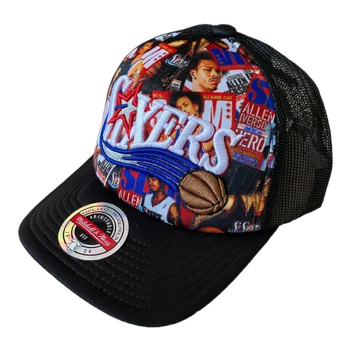 Mitchell & Ness Philadelphia 76ers Iverson Slam Magazine Snapback Trucker Hat Mitchell & Ness Philadelphia 76ers Iverson Slam Magazine Snapback Trucker Hat