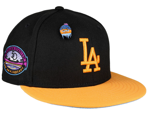 New Era Los Angeles Dodgers Frozen Orange 59FIFTY Fitted Hat 50 Year Patch