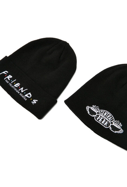 Friends TV Show Central Perk Knit Beanie Hat Cap Black Ross Rachel Monica 2 Pack